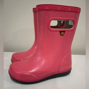 BOGS pink glitter Skipper II rain boots girls size 10